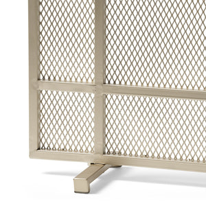 English Elm Christopher Knight Home® - FIRE Markus Modern Single Panel Iron Firescreen with Brushed Silver Finish, Minimalist Mesh Guard Gold 65183.00GLD