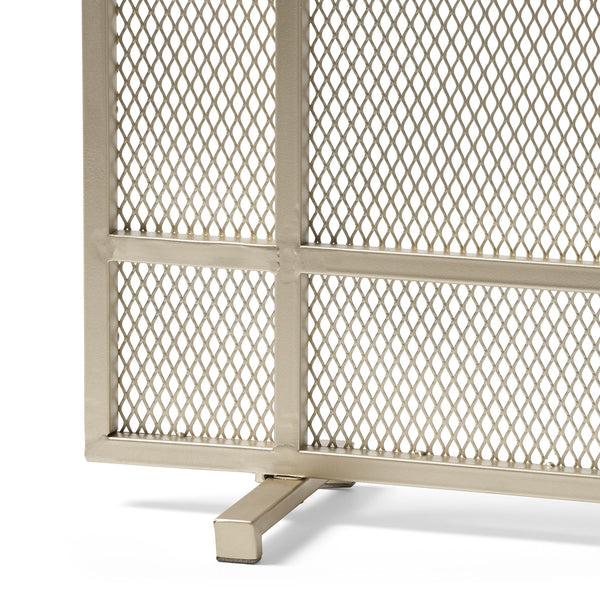 English Elm Christopher Knight Home® - FIRE Markus Modern Single Panel Iron Firescreen with Brushed Silver Finish, Minimalist Mesh Guard Gold 65183.00GLD