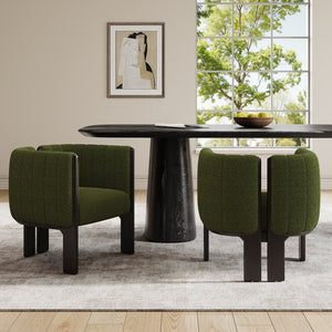 English Elm Christopher Knight Home® - Dining Chairs Set of 2 | Modern Bouclé Upholstered Seating with Rubberwood Frame, Durable 225lb Capacity Black,Olive Green N779P341494G