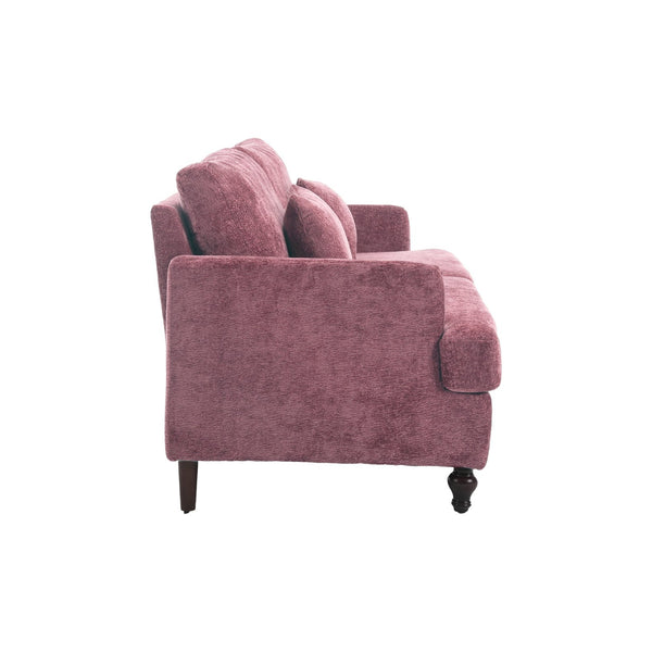 English Elm Mid Century Modern chenille loveseat with solid wood frame, detachable cushions, breathable fabric couch WINE RED W395P151897