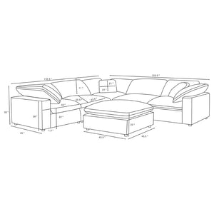 English Elm Segoura Boucle Six Piece Modular Sectional with Feather Blend Cushions for Living Rooms B062S01842