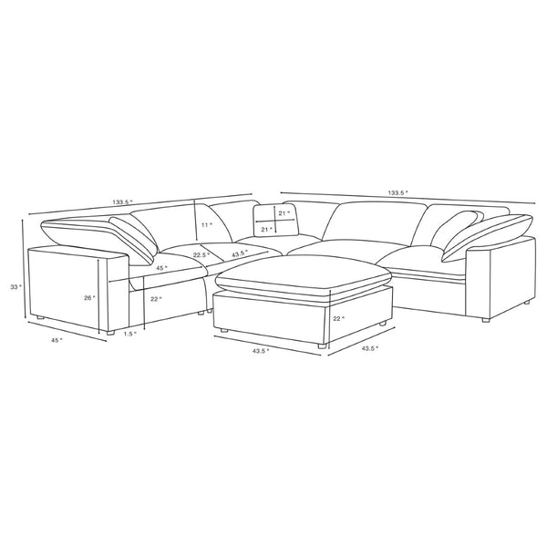 English Elm Segoura Boucle Six Piece Modular Sectional with Feather Blend Cushions for Living Rooms B062S01842