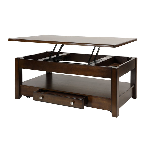 English Elm Contemporary Chairside Table with Open Shelf and Deep Finish for Living Room Style and Functionality Cherry 51.5 L x 29 W x 12 H B011P297485