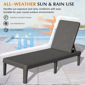 English Elm Pool Chaise Lounge Set of Two Resin Reclining Chairs for Patio Deck Garden Use Grey W1859P477805