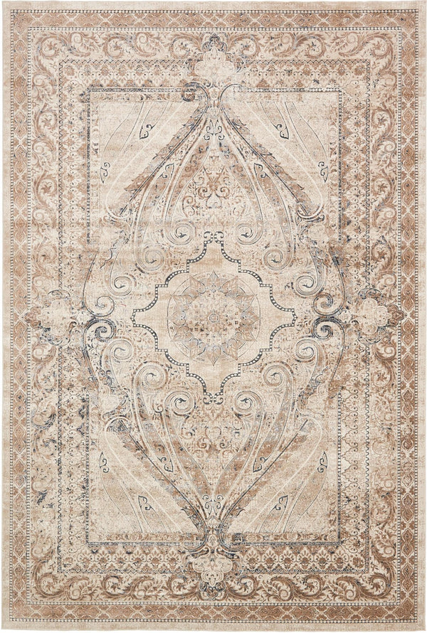 Unique Loom Chateau Wilson Machine Made Border Rug Beige, Blue/Gray/Ivory/Brown 10' 0" x 14' 5"