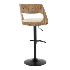 English Elm Contemporary Swivel Barstools Zebra Wood Faux Leather Seat Kitchen Island Set of 2 B202S00760