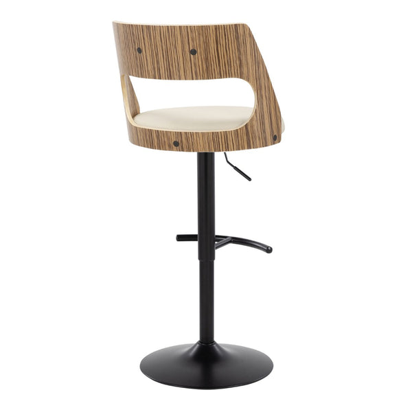 English Elm Contemporary Swivel Barstools Zebra Wood Faux Leather Seat Kitchen Island Set of 2 B202S00760