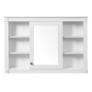 English Elm 42'' Wall Mount Medicine Cabinet White Mdf Mirror Door Six Open Shelves Towel Rod N710P363544K