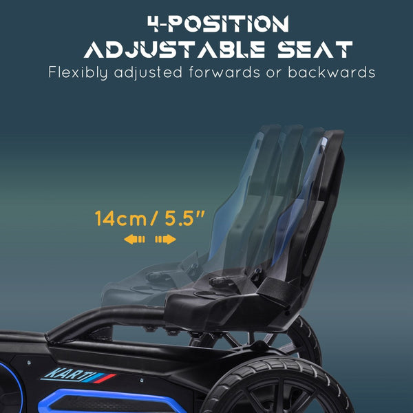 English Elm Aosom Kids Pedal Go Kart Sporty Ride on with Adjustable Seat and Eva Wheels Blue W2225P229478