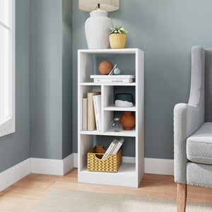 Manhattan Comfort Valenca Mid-Century Modern Bookcase White 24AMC6