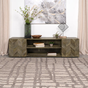 English Elm Jessie Farmhouse Mango Brown 2-Door TV Stand for Up to 80" TVs — Rustic Wood Console with Shelves and Storage B062P353406