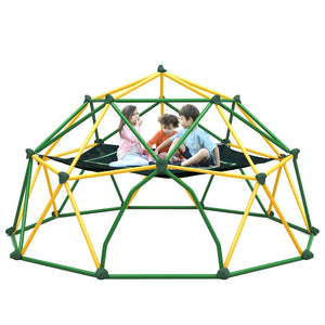 English Elm 12ft Geodesic Climbing Dome with Hammock Powder Coated Steel Backyard Play Structure N710P345629L
