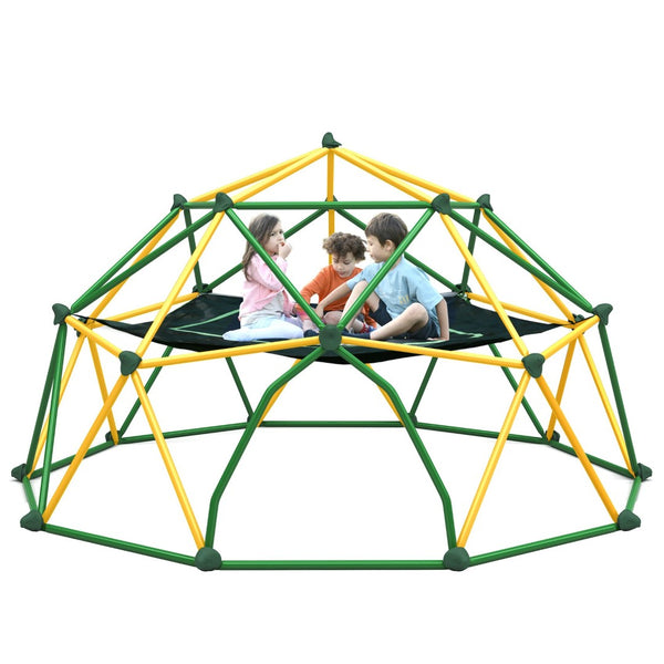 English Elm 12ft Geodesic Climbing Dome with Hammock Powder Coated Steel Backyard Play Structure N710P345629L