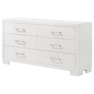English Elm Polk Six Drawer Dresser in Snow White with Silver Bar Pulls for Modern Bedrooms B062P447709