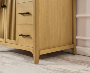 English Elm 36 Inch Solid Wood Bathroom Vanity with Built-in Power Station and Soft-close Drawers W2316P380508
