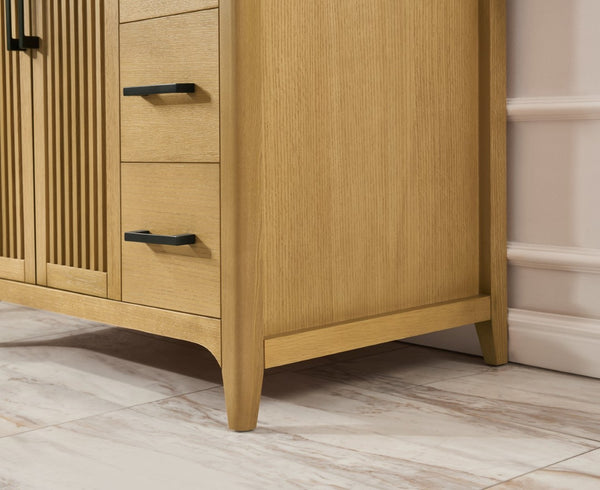 English Elm 36 Inch Solid Wood Bathroom Vanity with Built-in Power Station and Soft-close Drawers W2316P380508