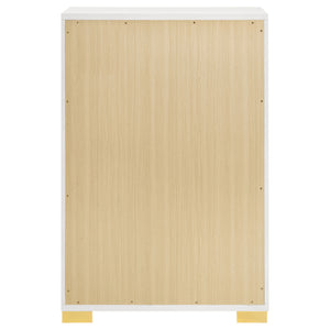 English Elm Medici Elegant 5-Drawer Chest With Modern White Finish & Gold Accents For Stylish Storage Solutions B062P353271