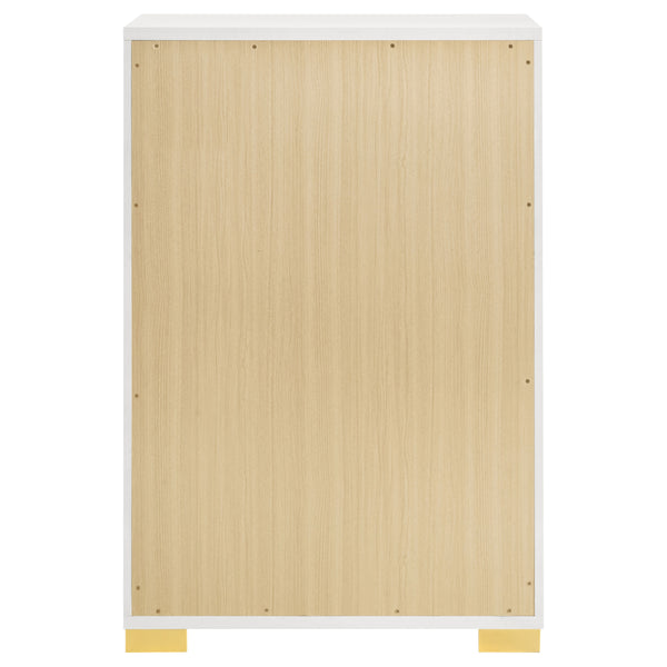 English Elm Medici Elegant 5-Drawer Chest With Modern White Finish & Gold Accents For Stylish Storage Solutions B062P353271