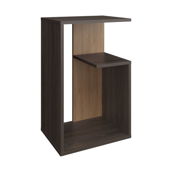 English Elm Side Table Sallis - Compact Macadamia Engineered Wood End Table with Open Shelf, Portable Design Brown B092P309189