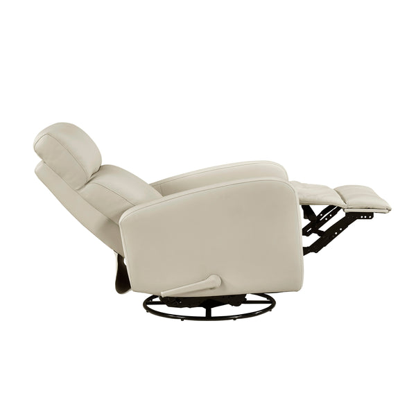 English Elm 1pc Glider Recliner Chair Top Grain Leather Swivel Recliner with Smooth Glide, Plush Foam Comfort Beige 32 L x 30.75 W x 27.5 H B011P395859