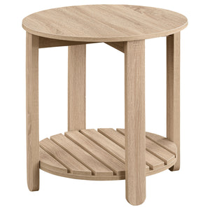 English Elm Altos Natural Round End Table With Slatted Shelf - Stylish Engineered Wood For Living Room & Patio B062P299831
