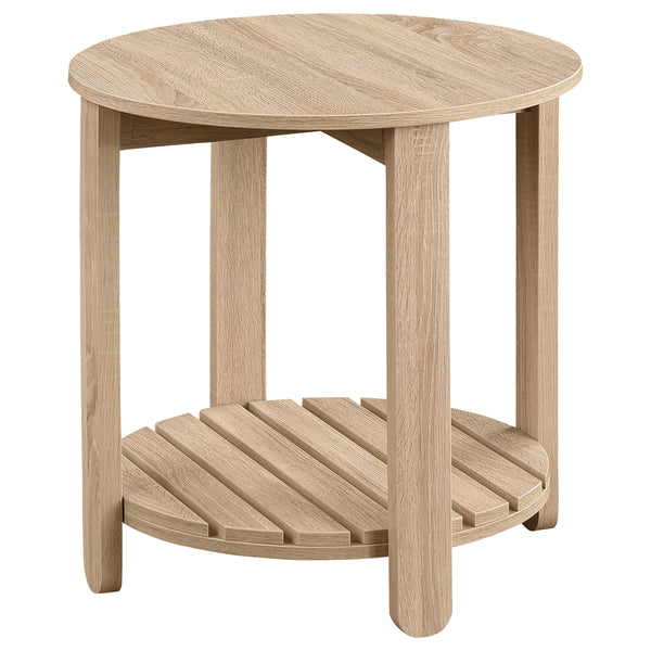 English Elm Altos Natural Round End Table With Slatted Shelf - Stylish Engineered Wood For Living Room & Patio B062P299831
