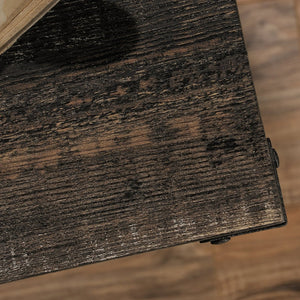 English Elm Side Table With Rolling Casters - Brown Industrial Finish, Spacious Top & Smart Storage Solution B356P367951-GIGA