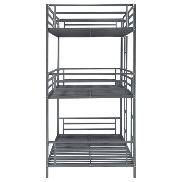 English Elm Rollins Gunmetal Triple Twin Bunk Bed – Heavy-Duty Steel Space-Saving 3-Tier Sleep Solution for Rooms B062P340742
