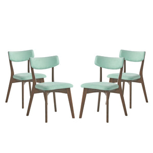 English Elm Caleb Mid-century Upholstered Dining Chair Set of Four with Tapered Oak Legs Mint,Walnut N768P282333M