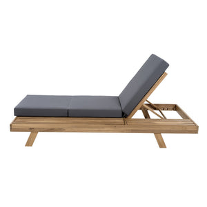 English Elm Lounge Chaise Outdoor Acacia Wood Slatted Frame with Water Resistant Cushion Resort Style Dark Gray,Light Brown N770P442L26G