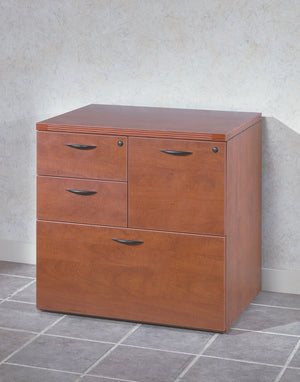 OSP Home Furnishings Napa Multifile Pedestal Mobile Filing Cabinet for Office or Home Desk Storage Cherry NAP-69-CHY