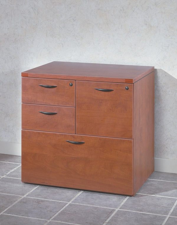 OSP Home Furnishings Napa Multifile Pedestal Mobile Filing Cabinet for Office or Home Desk Storage Cherry NAP-69-CHY