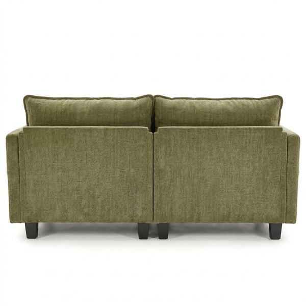 English Elm Modern Chenille Three Seat Sofa with Ottoman Usb Charging Ports and Storage Pockets Green W2519S00005