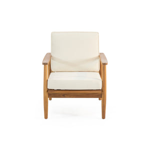 English Elm Christopher Knight Home® - Club Chairs Laurent Teak Finish Acacia Outdoor Chair, 500lb Capacity, Weather-Resistant Slat Design, Thick Cushion 68624.00BGE