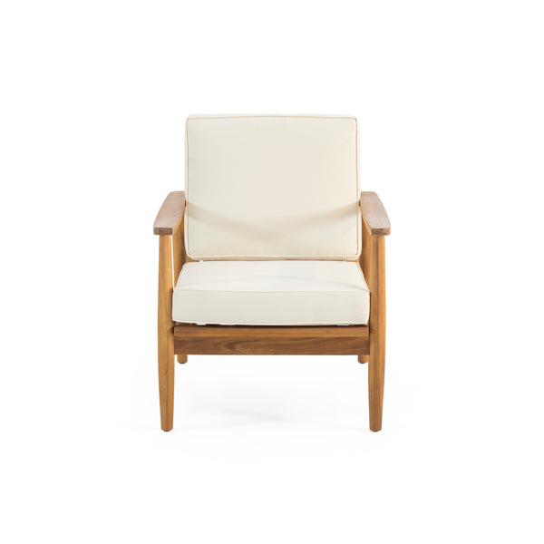 English Elm Christopher Knight Home® - Club Chairs Laurent Teak Finish Acacia Outdoor Chair, 500lb Capacity, Weather-Resistant Slat Design, Thick Cushion 68624.00BGE