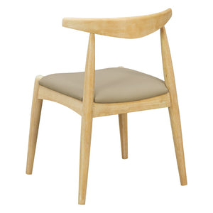 English Elm [video] Rubberwood Dining Chairs Set of 2 Faux Leather Ergonomic Retro Splayed Leg Design Light Grey+Natural N759P386879E