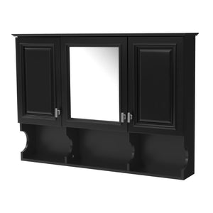 English Elm 3-in-1 Wall Mounted Bathroom Medicine Cabinet with Soft Close Mirror and Towel Bar Black N710P358620B