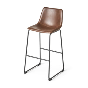 English Elm Christopher Knight Home® - Set of 2 30" Cedric Faux Leather Barstool Vintage Brown — Low Back, Steel Frame, 250lb Capacity, Upholstered Comfort 57583.00