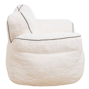 English Elm Bean Bag Chair Faux Fur Heart Shaped Backrest Foam Lounge Seat for Bedroom White W2510P465457