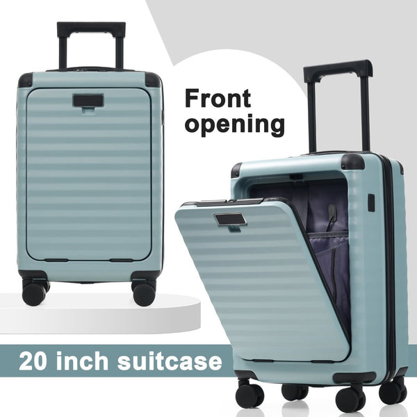 English Elm Luggage 5 Piece Abs Hardshell Travel Set with Usb Port Spinner Wheels and Tsa Lock Light Blue N732P265290N