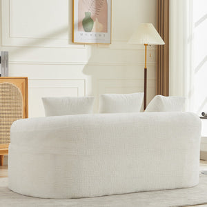 English Elm Curved Chenille Loveseat with Memory Foam Seating and Three Pillows for Compact Spaces Beige W2915P324468