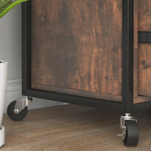 English Elm Vinsetto Rustic Brown 2-Drawer Mobile File Cabinet with Lock, Hanging Bars, Shelves & Wheels W2225P173973