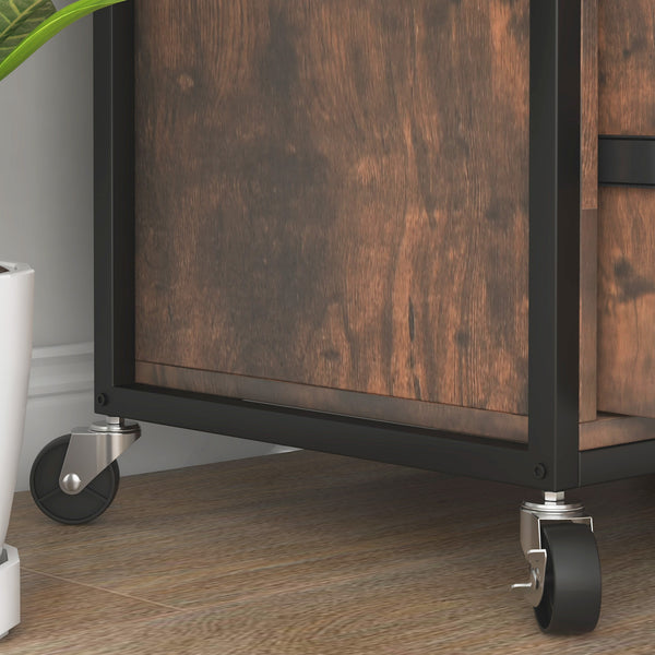 English Elm Vinsetto Rustic Brown 2-Drawer Mobile File Cabinet with Lock, Hanging Bars, Shelves & Wheels W2225P173973