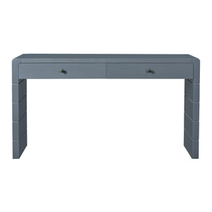 English Elm TREXM Curved Console Table with Storage and 2 Drawers – Farmhouse Rustic Entryway Organizer, 56" Navy N715P244723M