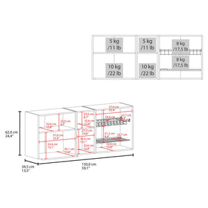 English Elm Natural Oak And White Kitchen Cabinet With Microwave Space, Open Shelves For Stylish Storage Solutions B062P290291