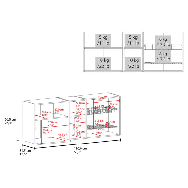 English Elm Natural Oak And White Kitchen Cabinet With Microwave Space, Open Shelves For Stylish Storage Solutions B062P290291
