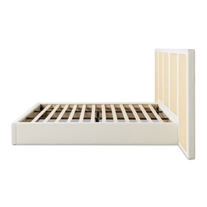 English Elm Jennifer Taylor Home - Capri Upholstered Extended Headboard Cane Platform Bed in Antique White Polyester, Coastal Chic B2719P385740