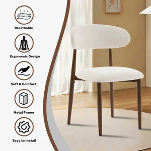 English Elm Dining Chairs Set of Two Padded Upholstered Seats Wood Grain Metal Frame Farmhouse W3916P426311