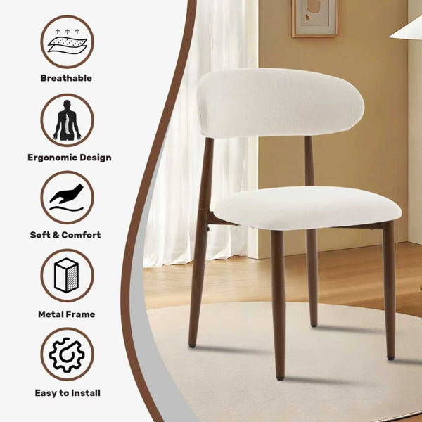English Elm Dining Chairs Set of Two Padded Upholstered Seats Wood Grain Metal Frame Farmhouse W3916P426311