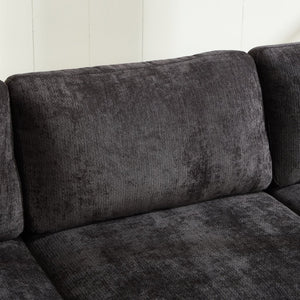 English Elm Modern Chenille L-shaped Sectional with Usb Charging Ottoman Storage Living Room Couch Black W2120S00014